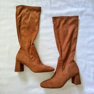 Nordstrom Rack Suede Knee High Boots Excellent Condition Cognac Brown Size 8